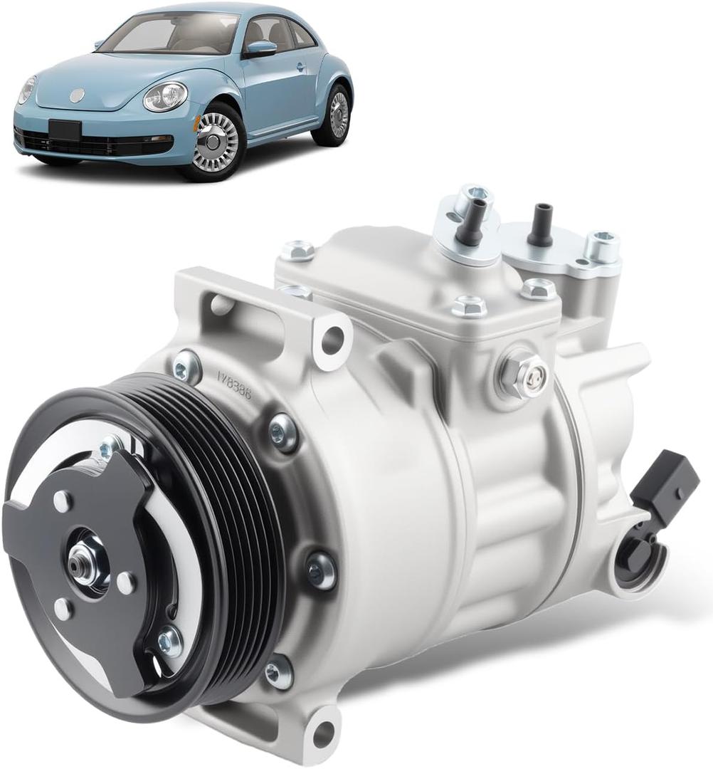 AC Compressor with Clutch Fit for 2006-2015 for Volkswagen Jetta Passat Tiguan Bora Eos 1.8L 1.9L 2.0L 2.5L CO 11237C Automotive Replacement A/C Compressor 1K0820859S, 1K0820859D