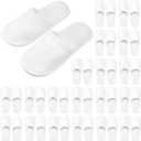 20 Pairs Bulk Disposable Slippers, White Soft Coral Fleece Spa Slippers for Guests, Comfortable Non-slip Closed Toe Slippers for Adults Hotel Travel Party House Bathroom