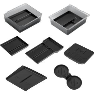 6PCS Upgrade Center Console Organizer Tray for 2025 Tesla Model 3,Double Layer Space, Durable Material, Easy to Clean Hidden Storage Case for Tesla Model 3 Highland Accessories 2025 2024