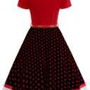 Women's 1950s Retro Vintage Cocktail Party Swing Dresses Polka Dot Audrey Skirt with Belt and Headband Halloween Costume (Black, M)