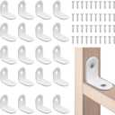 20pcs L Bracket Corner Brace, White 90 Degree Brace Small Right Angle Brackets with Screws Joint for Wood Right Angle Bracket Decorative Support Braces for Furniture Cabinet Shelves