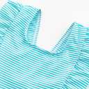 LIZENS Girls One Piece Swimsuit Cute Striped Bathing Suit for Girls(VC719G04,9-10T) Light Blue