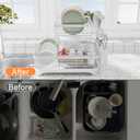 Dish Drying Rack - Auto Draining Dish Rack for Kitchen Counter, Large Capacity Dish Drainers Organizer with Drainboard, 2-Tier Drying Rack with Utensil Holder White