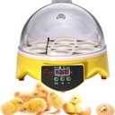 360 View 7-Egg Poultry Incubator for Hatching Chicken, Duck, Goose, Parrot, and Quail Eggs, with Temperature Control, Yellow, ZM003