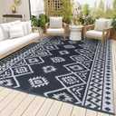 LILIOFFIC Outdoor Rug Waterproof 8x10 ft Outdoor Carpet Patio Rug Mat Reversible RV Camping Rug Plastic Straw Rug Outside Outdoor Area Rug for Patio Deck Balcony Backyard Picnic Beach
