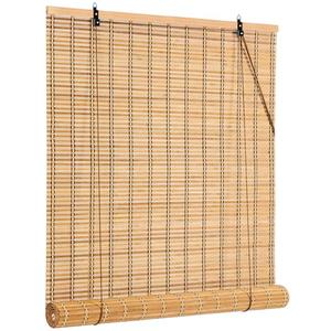 IMSGVIFO Bamboo Blinds,UV Protection Bamboo Roll Up Shades,Easy to Install Blinds for Interior Windows,Roman Curtains Shades for Indoor Windows Outdoor,Carbonized-48x72 Inch