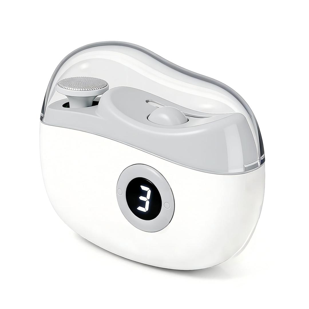 Electric Nail Clipper, 3-Speed Adjustable Electric Nail Clippers for Seniors, Adults & Babies, Automatic Nail Clippers Trimmer with Display Screen, Nail Care for Fingernails and Toenails (White)