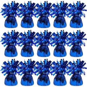BLUE PANDA Blue Balloon Weights - 4.5 In H x 2.5 In Dia, 6 Oz, Metallic Foil, Pack of 15 - Table Weights