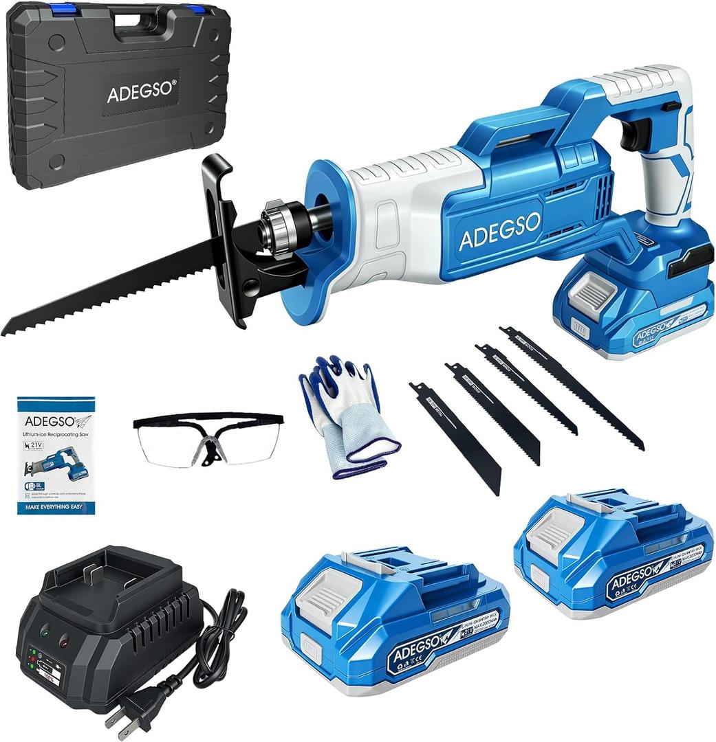 Reciprocating Saw Cordless, Battery Powered with 22.0Ah Batteries & 4 Blades, High Power Saw with Long Runtime, Portable Variable Speed Electric Saw for Wood/Metal/PVC/Plastic Cutting
