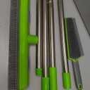 Rubber Broom with Squeegee for Carpet Pet Hair Remover,57 inch Long Handled Fur Remover Rake,Portable Detailing Lint Brush,Pet Removal Fluff Carpet, Hardwood Floor, Tile (Green)