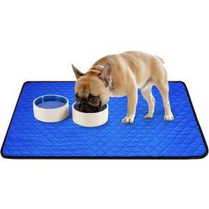 Absorbent Dog Bowl Mat - 2 Pack of 20x28 Inch Washable, Leakproof, Non-Slip Multi-Purpose Pet Mat - Puppy Pee Pad & Kitten Playpen Mats - Cat Food Feeding Mat