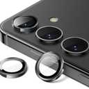 JETech Camera Lens Protector for Samsung Galaxy S24, 9H Tempered Glass Metal Individual Ring Cover, Easy Installation Tray, HD Clear, 1 Set (Onyx Black)