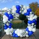 Winter silver Royal blue and white balloon Garland Arch Kit 143Pcs balloons for Wedding prince Baby shower for Boy Men's 21st birthday decorations Graduation Ceremony supplies