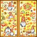 5 x Autumn Glass Window Stickers Autumn Watercolor Pumpkin Maple Leaf Dwarf Card Window Stickers Autumn Thanksgiving Harvest Party Home Decoration