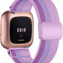 Stretchy Bands Compatible with Fitbit Versa 2 Bands/Fitbit Versa 2 Bands for Women/Fitbit Versa Bands, with Magnetic Buckle Soft Nylon Smartwatch Band for Fitbit Versa 2/Versa/Versa Lite/SE