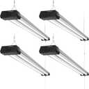 Barrina BS42a LED Shop Lights 4FT for Workshop, 42W 4800LM 5000K, 4 Packs | 4FT for Garage Warehouse, Hanging or Flush Mount, Linkable to 10, Hidden Wiring, with Pull Chain Switch, Frosted Cover