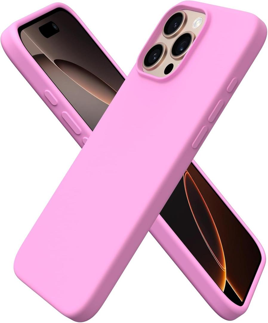 ORNARTO Compatible with iPhone 16 Pro Max Case 6.9", Slim Liquid Silicone 3 Layers Soft Gel Rubber Shockproof Protective Cover with Anti-Scratch Microfiber Lining-Cherry Blossom