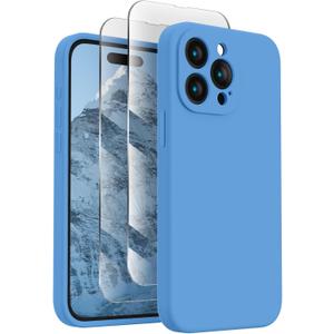 FireNova Designed for iPhone 15 Pro Case, Silicone Upgraded [Camera Protection] Phone Case, Soft Anti-Scratch Microfiber Lining Inside, 6.1 inch, Blue