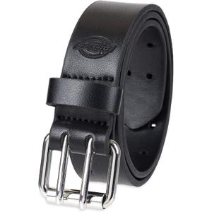 Dickies Boy's Leather Double Prong Belt (X-Large (34-36), Black)