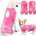 Lukovee Recovery Suit for Dogs, Onesie Surgery Recovery Suit for Female Male Dogs, Abdominal Wounds Cone E-Collar Alternative Prevent Licking Spay Recovery Suit (Pink,Large)