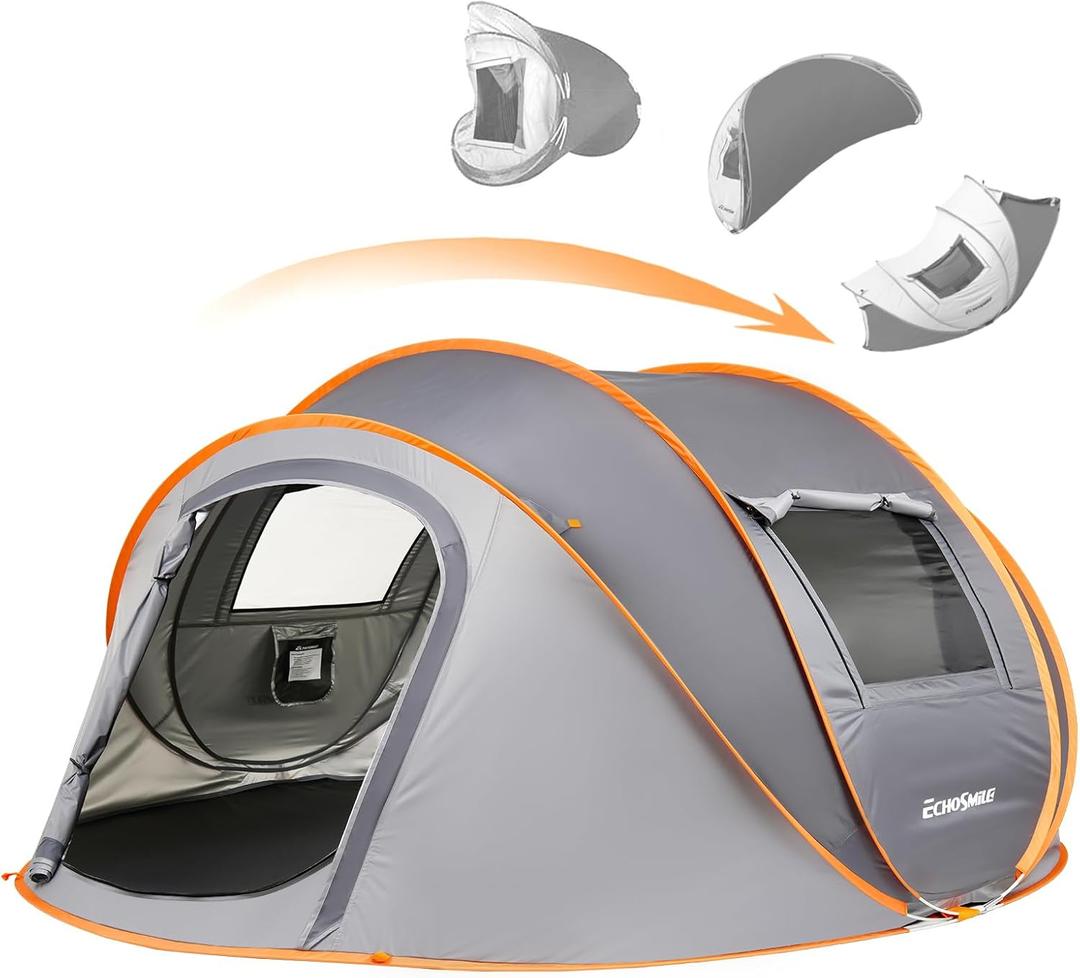 EchoSmile Pop Up Camping Tent, 4 Person Easy Setup Tent, Water Resistant Dome, Portable with Carry Bag