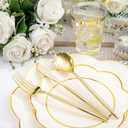 ejonirinjonir EI 180pcs Beige Plastic Plates with Gold Plastic Silverware,Heavy-Duty Disposable Plates for Party,White Dinnerware Set for 30 Guest Wedding,Afternoon Tea,Spring,Valentine's Day,Easter