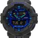 Mens G-Shock Virtual Black Metallic Analog/Digital Watch, Blue Violet
