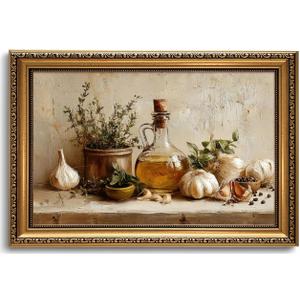 Vintage Gold Framed Wall Art Kitchen Farmhouse Food Still Life Wall Decor, 24"L x 16"W