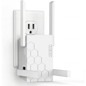 WiFi Extender Signal Booster Dual Band 5.8GHz&2.4GHz, WiFi Booster for Home Covers Up to 10200 Sq.ft and 45 Devices, Wireless Signal Amplifier 1200Mbps WiFi Repeater w/Ethernet Port, 1-Tap Setup