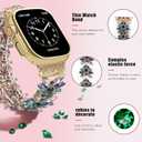 VIQIV Bling Dressy Bracelet with Case Compatible with Apple Watch Bands 38mm 40mm 41mm 42mm 44mm 45mm 49mm for Women Girls Strethy, Slim Jewelry Starlight Stainless Steel Metal Wristband Strap for iWatch Ultra 2/Ultra Series 9/8/7/6/5/4/3/2/1/SE