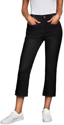 luvamia Capri Jeans for Women High Waisted Slim Straight Stretchy Denim Capris Pants Welt Pockets Casual Cropped Jeans M