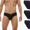 KNITLORD Men's Underwear Bamboo Viscose Soft Lightweight Mid/Low Rise Briefs 3 Pack  (Small, Black)