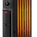 Oil Filled Radiator Heater, 1500W Electric Oil Heater with 3 Heating Mode, Adjustable Thermostat, Tip-Over & Overheat Protection, Portable Space Heater for Indoor Use Home Office, Black