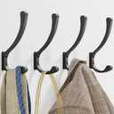 Coat Hooks Wall Mount, Hooks for Hanging Heavy Duty, Screw in Wall Hanger for Backpack, Clothes, Towels, Jacket, Black 4 Pack