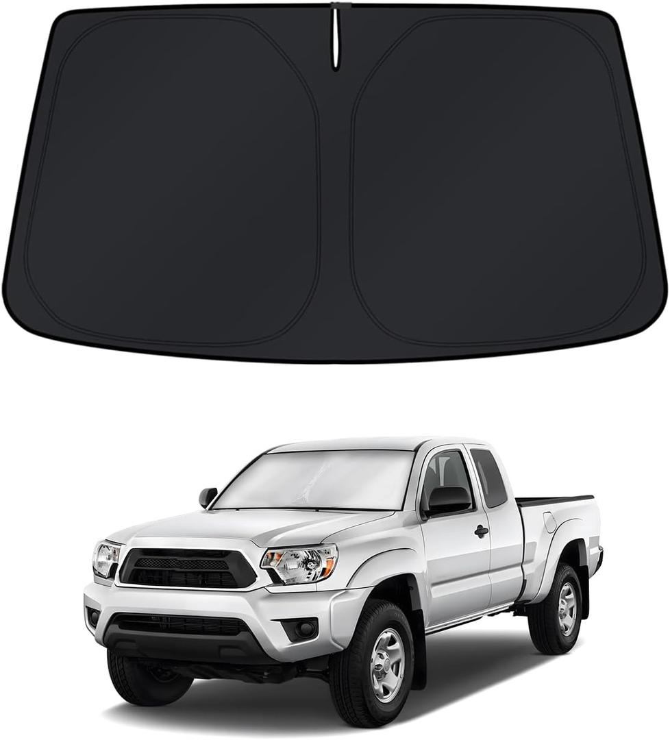 KUST Windshield Sun Shade for Toyota Tacoma 4 Door 2005-2013 2014 2015 Window Accessories Sunshade Sun Visor Protector Foldable Block UV Rays