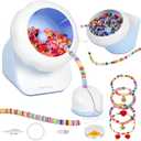 Clay Bead Spinner, Electric Bead Spinner for Jewelry Making, Bracelet Spinner and Necklace Making Machine with Bead Needles and Thread, Seed Bead Spinner, Clay Bead Bracelet Spinner (Blue), (No Beads)
