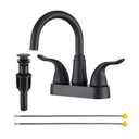 KPW Bathroom Sink Faucet 2 or 3 Hole Matte Black Centerset 4 Inch Bathroom Sink Faucet 2 Handle Plating Over ABS Plastic Non-Metallic Lavatory Bathroom Faucet with Pop up Drain Water Supply Hoses