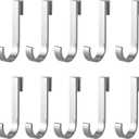 Wire Shelving J Hooks, 10-Pack Heavy Duty Aluminum Under Shelf Organizer Hangers for Kitchen, Bathroom, Closet, Garage (Silver)