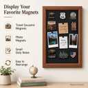 Magnet Board for Wall, 11.8 x 16.9 in Framed Magnetic Display Board for Fridge Magnets, Travel Souvenir Magnet Holder with 6 Background Papers, No-Drill Wood-Look MDF Frame Decor