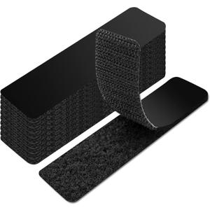 Art3d 16 Sets Hook and Loop Tape Sticky Back,1 in.x 4 in. Double-Sided Adhesive Strip, Heavy Duty (Black)