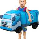 31.5 Inch Toddler Inflatable Garbage Truck Costume Blue 3D Car Costume for Kid's Trash Truck Dress up Role Play Haloween Costumes Birthday Party for for 4-9 Child Preschool Kindergarten