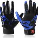 Goporoy Youth Football Gloves for Kids Excellent Grip Football Receiver Gloves, ICY Blue Youth M/ L