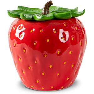 dgudgu Strawberry Candy Jar With Lid Red Candy Container Ceramic Candy Jar With Lid For Candy Buffet