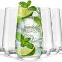 Wlasss Drinking Glasses Set of 6,  Crystal Water Glasses,Tall Glass Cups,Highball Glass for Cocktail,Juice,Mojito,Iced Tea,Kitchen and Bar Glassware,Gifts for Christmas
