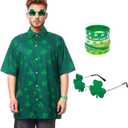 St Patricks Day Shirt Men St. Patrick's Day Hawaiian Shirt for Men St Patricks Day Accessories (Green)