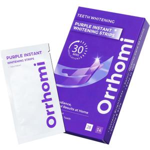 Teeth Whitening Strips 14 Treatments, Enamel Safe for Sensitive Tooth, Whitens Teeth, Purple Whitening Strips, Removes Yellow Stains & Bad Breath - Effective Color Correction for a Brighter Smile