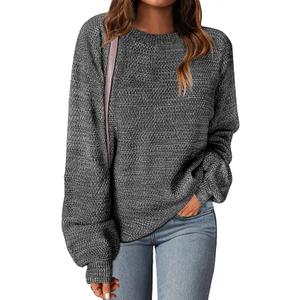 weaters for Women Fall Winter 2026 Oversized Pullover Spring Crew Neck Long Sleeve Heathered Knit Tops