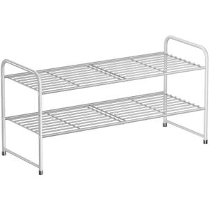 SUFAUY 2-Tier 33" Wide Shoe Rack, Closet Metal Shoe Rack Organizer Heavy Duty, Stackable, Gray (Grey)