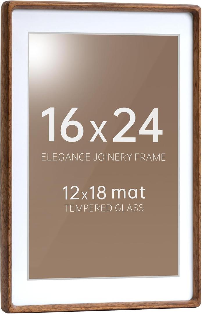 16 x 24 Picture Frame, Display Pictures 12 x 18 with Mat or 16 x 24 Without