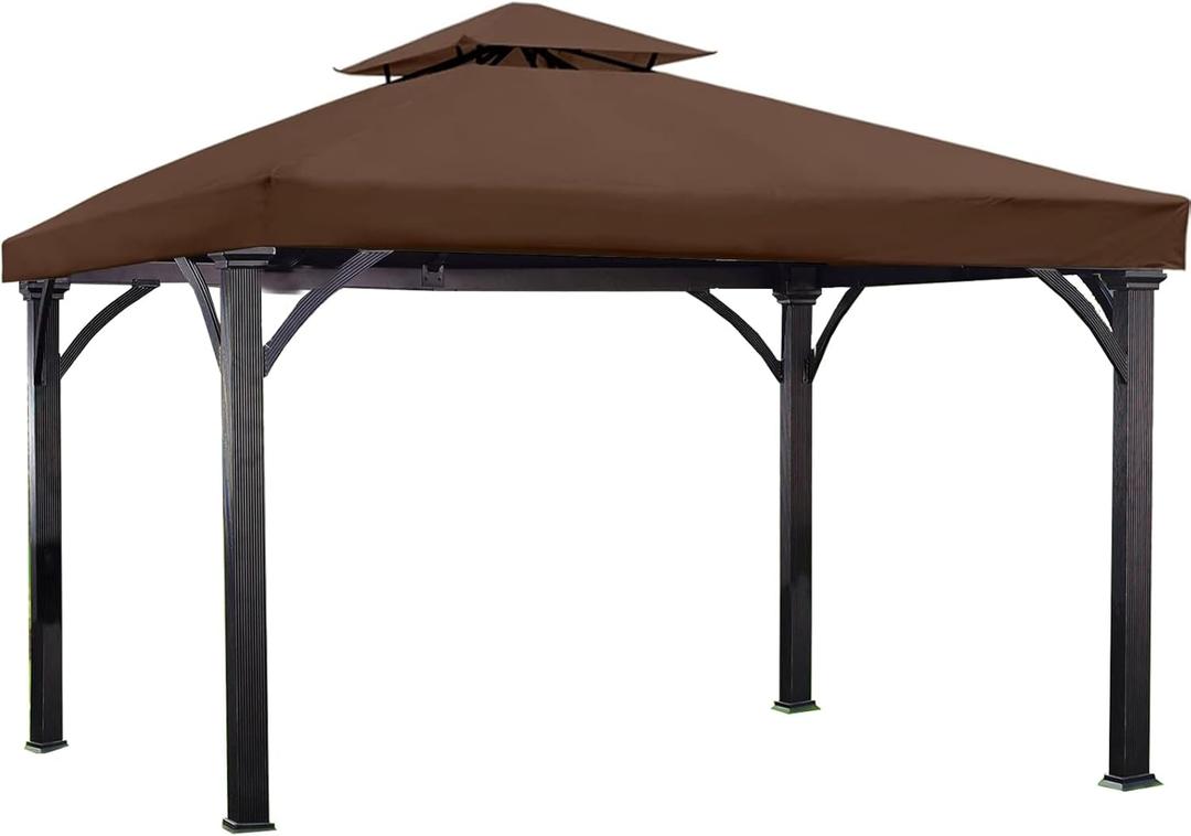 YOYOW 10x10 Canopy Replacement Gazebo Top Canopy Replacement Outdoor Shelter Top for Garden Patio Pavilion Sun Shade(Brown)